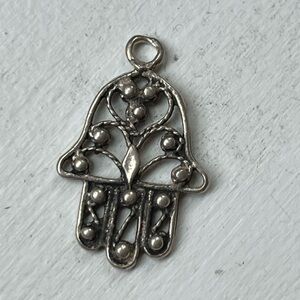 Sterling Silver 925 Hamsa Hand Charm Pendant – Filigree Detail